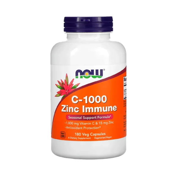 Vitamina C Zinc Inmune Now Foods 1000mg 180 Cápsulas Vegetales